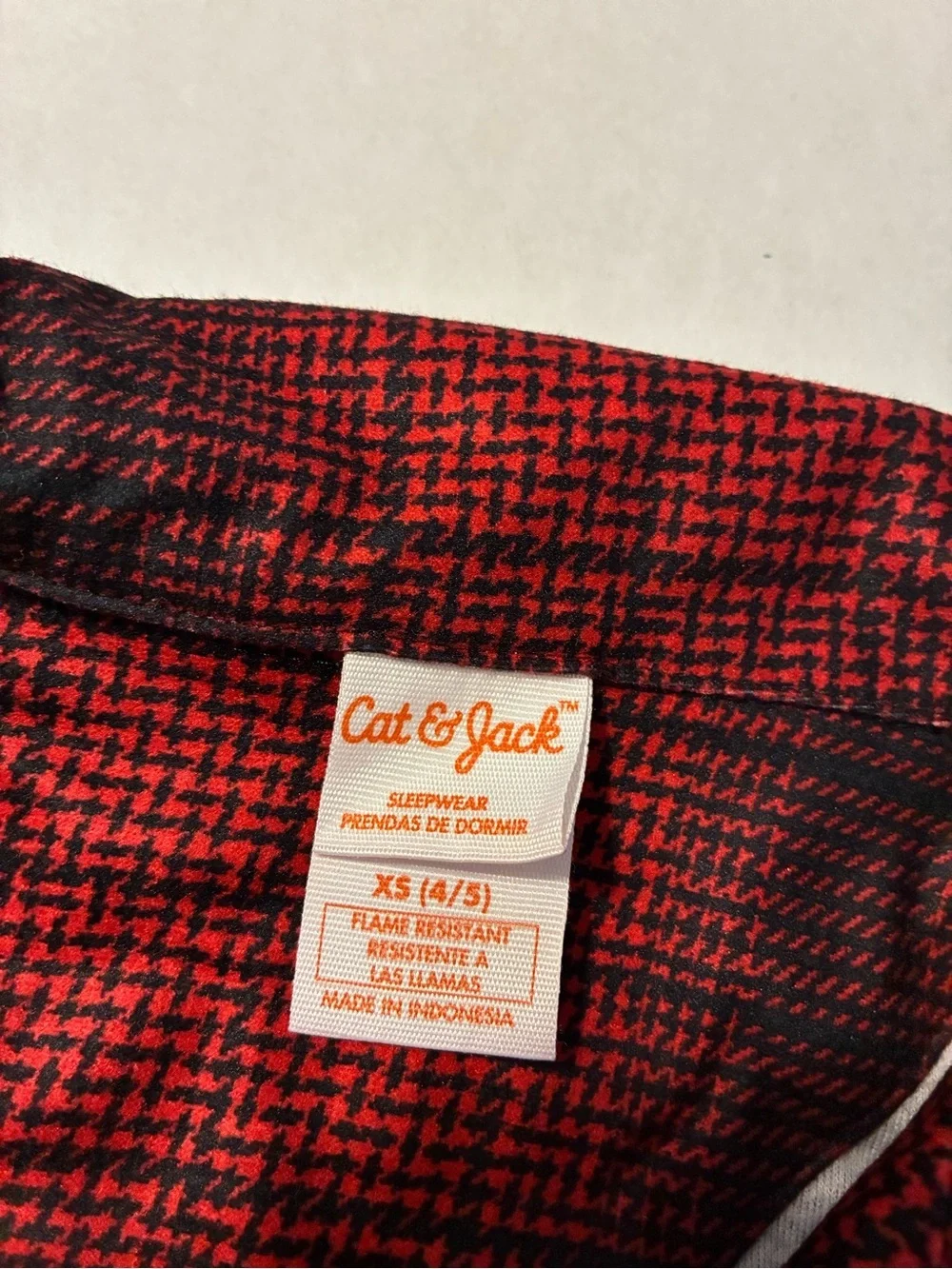 NWT Cat & Jack Red Black Plaid Flannel 2 pc Pajama Set Boy’s size XS
